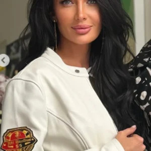 Veronika Mudra Lewis Hamilton White Leather Jacket