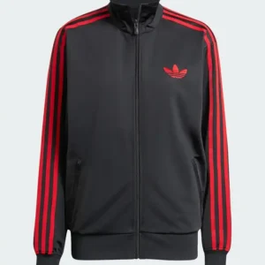 Adidas Adicolor Classic Firebird Black and Red Loose Track Jacket