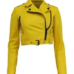 Alexandra Park TV Series The Royals S01 Princess Eleanor Yellow Biker Leather Jacket