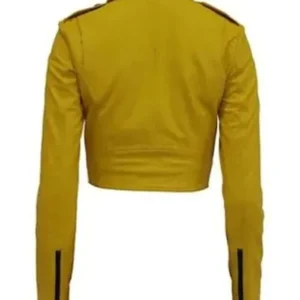 Alexandra Park TV Series The Royals S01 Princess Eleanor Yellow Cropped Biker Leather Jacket