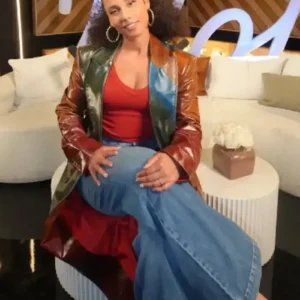 American Idol S24 Alicia Keys Leather Coat Sale