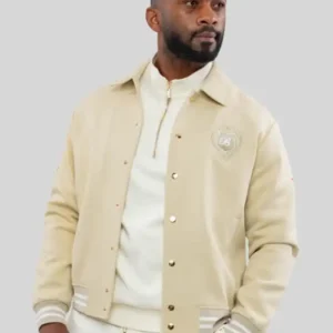 Bogart x Heritage Beige Varsity Jacket