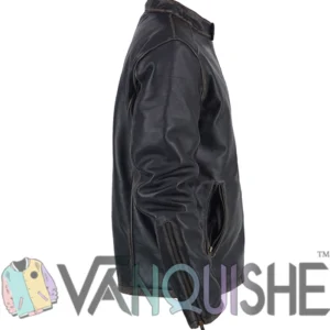 Boston Blue S01 Donnie Wahlberg Black Leather Jacket Side Look