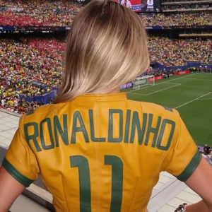 Brazil Lily Rowland Moto Yellow Cropped Half Sleeves Leather Jacket