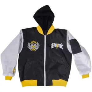 CM Punk WWE SmackDown Black and White Nexus Hooded Bomber Jacket