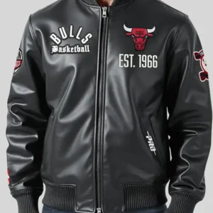 Chicago Bulls Black Leather Jacket