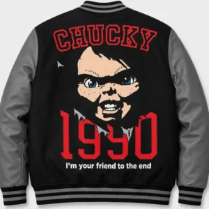 Chucky Since 1990 Good Guys Black and Grey Varsity Jacket