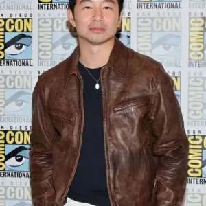 Comic-Con International 2026 Simu Liu 2026 Vintage Brown Leather Bomber Jacket