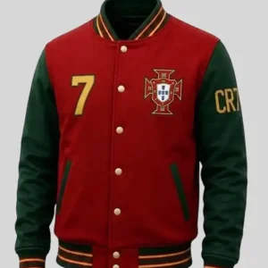 Cristiano Ronaldo CR7 Portugal Red and Green Varsity Jacket