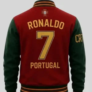 Cristiano Ronaldo CR7 Portugal Red and Green Varsity Jacket Sale