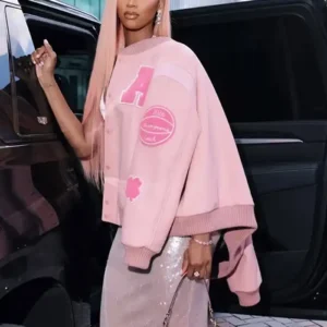 Custom Coach Angel Reese Pink Varsity Jacket