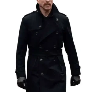 Damian Lewis The Runner 2026 Black Cotton Trench Coat