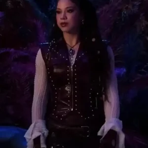 Descendants Wicked Wonderland 2026 Kiara T Romero Burgundy Leather Vest