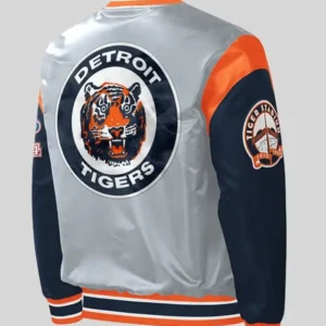 Detroit Tigers Starter Force Play Varsity Grey Satin Jacket Sale