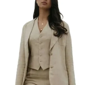 Eiza González In the Grey 2026 Rachel Beige Blazer