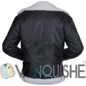 Elena Shearling Black Aviator Leather Jacket Back Look