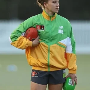 Ellie McKenzie AFLW 2026 Australia Media Opportunity Green and Yellow Full Zip Track Jacket