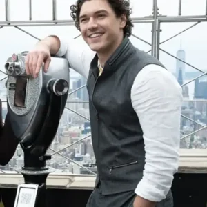 Empire State Building Off Campus Press Tour 2026  Belmont Cameli Grey Vest