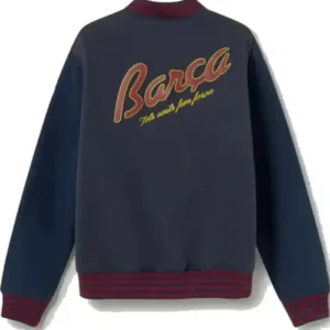 FC Barcelona 899 Navy Blue Bomber Varsity Jacket