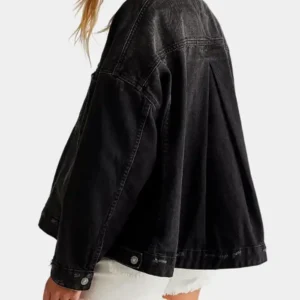 Free People Opal Swing Oversized Black Denim Jacket Sale