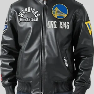 Golden State Warriors Black Leather Jacket