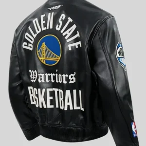Golden State Warriors Modern Originals Black Leather Jacket Sale