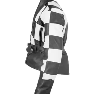 Hailee Steinfeld Sinners Mary Black and White Leather Checkered Moto Leather Jacket Women