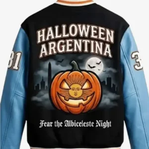 Halloween Argentina Spooky Fear The Albiceleste Black and Blue Varsity Jacket