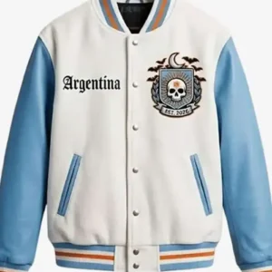 Halloween Argentina Spooky Fear The Albiceleste White and Blue Varsity Jacket