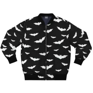 Halloween Bats Black Bomber Jacket For Men and Women