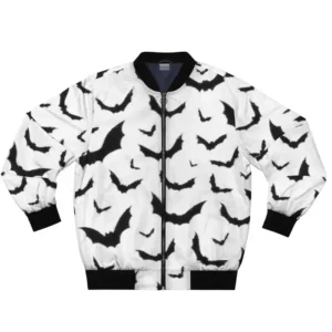 Halloween Bats White Bomber Jacket For Men and Women