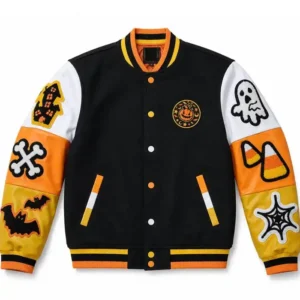 Halloween Boo Patches Varsity Jacket