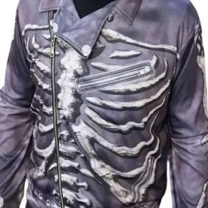 Halloween Cool Skeleton Purple Biker Leather Jacket For Men and Women