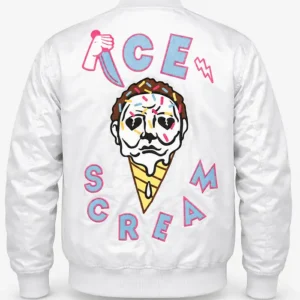 Halloween Michael Myers ICE SCREAM Silver Satin Jacket