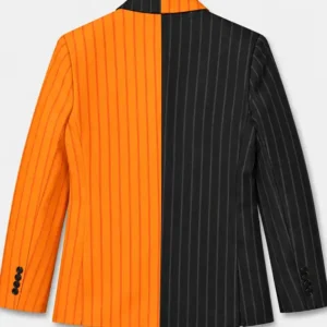 Halloween Pumpkin Face Orange and Black Striped Blazer