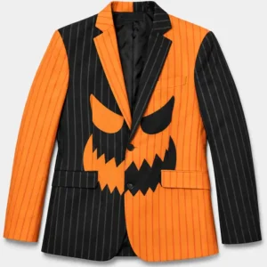 Halloween Pumpkin Face Striped Blazer
