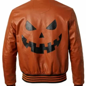 Halloween Pumpkin Orange Bomber Jack-o'-Lantern Leather Jacket