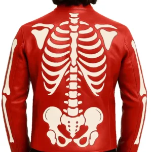 Halloween Skeleton Punk Rock Skull Bones Red Leather Jacket Men and Women