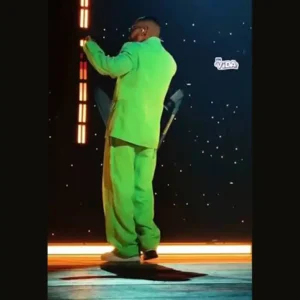 J Balvin x Bad Bunny Final Show Paris 2026 Green Suiting Fabric Suit