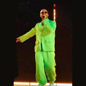 J Balvin x Bad Bunny Final Show Paris 2026 Green Suiting Fabric Suit Sale