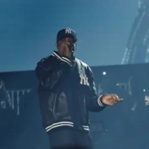 JAy-Z 30th anniversary 2026 Yankees Stadium Performance Black Leather Bomber Jacket Sale