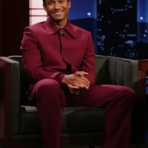 Jaafar Jackson Jimmy Kimmel Live Burgundy Suit For Men