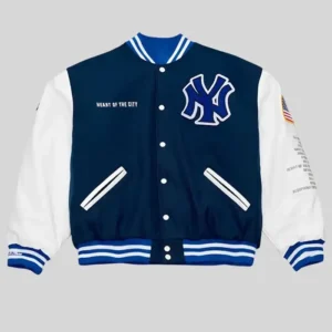 Jay-Z The Blueprint x New York Yankees Blue Wool Varsity Jacket Men and Women