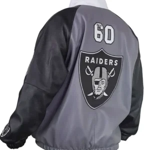 Jeff Hamilton Grey and Black Raiders Vegan Leather Jacket Men and Women