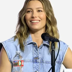 Jessica Biel San Diego Comic Con Matchbox 2026 Aimee Blue Denim Vest