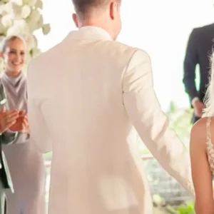 Jimmy Donaldson Wedding MrBeast White Suiting Fabric Blazer