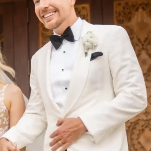 Jimmy Donaldson Wedding MrBeast White Suiting Fabric Blazer For Men