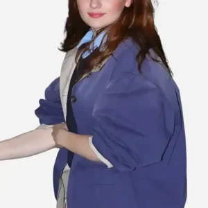 Joey King Miu Miu Paris Fashion Week 2026 Blue Bomber Jacket