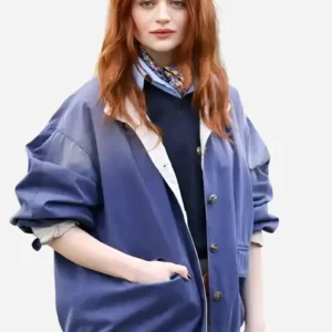Joey King Miu Miu Paris Fashion Week 2026 Blue Bomber Jacket Sale