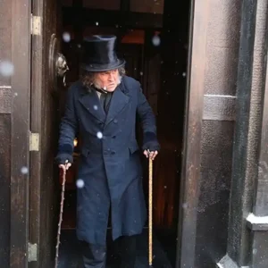 Johnny Depp Movie Ebenezer A Christmas Carol 2026 Ebenezer Scrooge Black Trench Coat